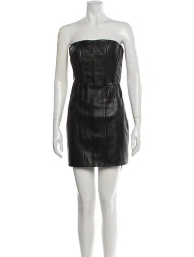 Pre-owned Lamarque Leather Mini Dress In Black