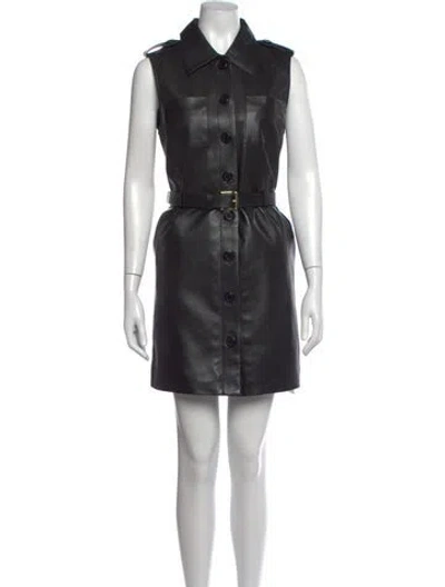 Pre-owned Lamarque Leather Mini Dress In Black