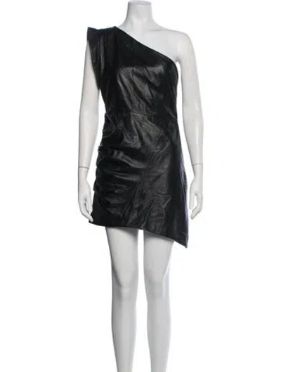 Pre-owned Lamarque Leather Mini Dress In Black