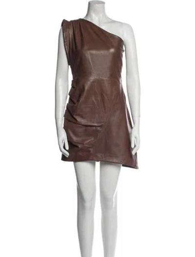 Pre-owned Lamarque Leather Mini Dress In Brown
