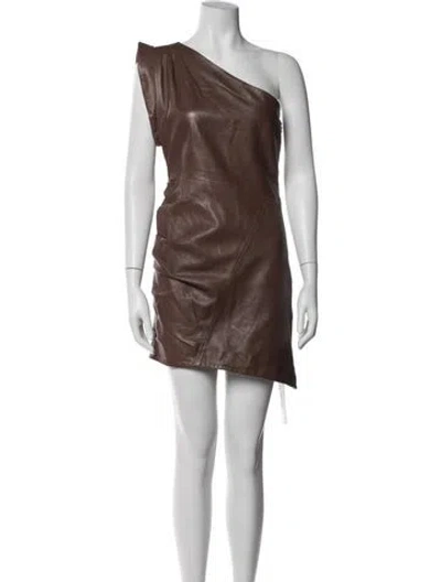 Pre-owned Lamarque Leather Mini Dress In Brown