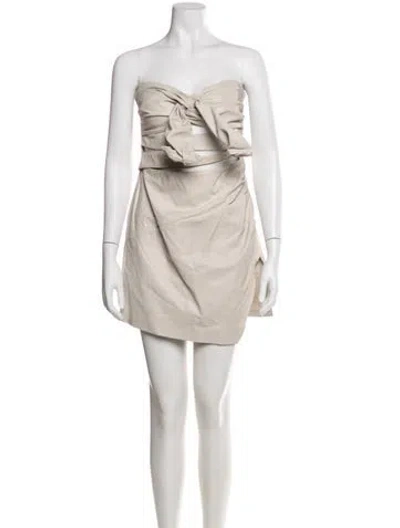 Pre-owned Lamarque Leather Mini Dress In Neutral