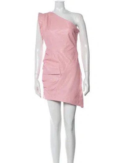 Pre-owned Lamarque Leather Mini Dress W/ Tags In Pink