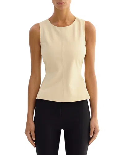 Lamarque Leather Peplum Hem Top In Gold