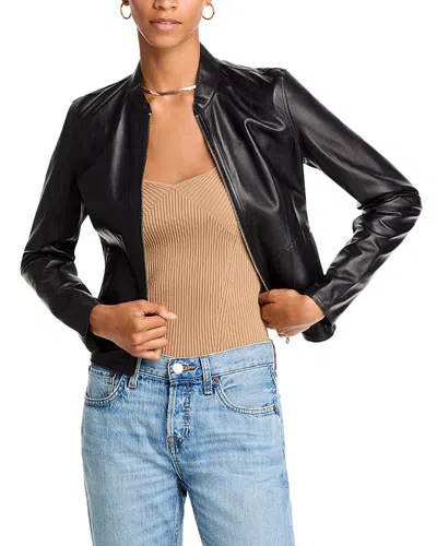 Lamarque Leather Reversible Jacket In Black/gold