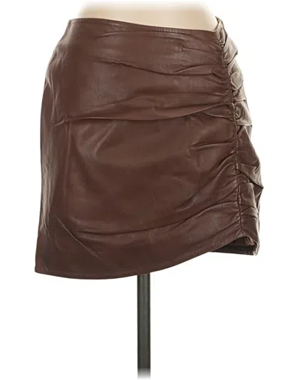Pre-owned Lamarque Leather Skirt In Brown