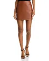 Lamarque Womens Lambskin Leather Mini Mini Skirt In Luggage