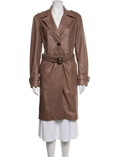 Pre-owned Lamarque Leather Trench Coat In Pink