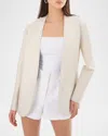 Lamarque Leighton Lightweight Collarless Reversible Leather Blazer In Winter White/silver