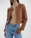 Lamarque Linette Cropped Lamb Leather Jacket In Luggage