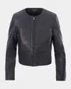 Lamarque Linette Leather Jacket In Navy