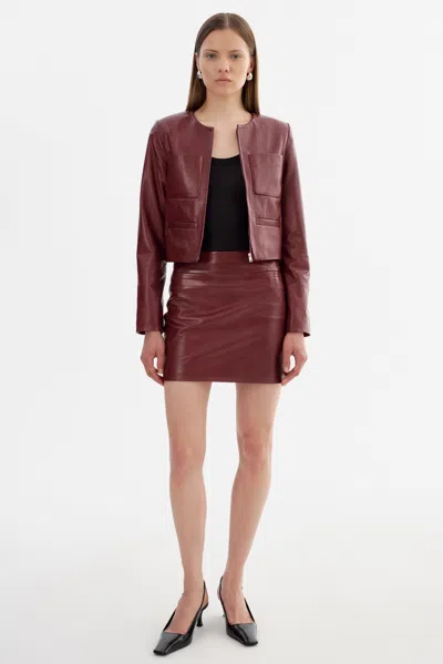 Lamarque Linette Leather Jacket In Burgundy
