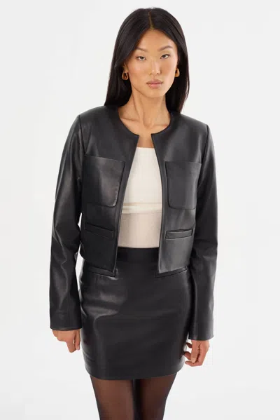 Lamarque Linette Leather Jacket In Black