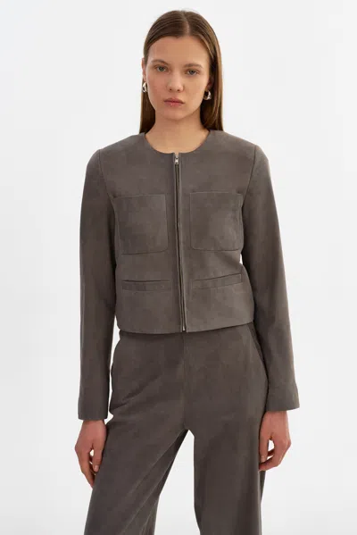 Lamarque Linette S Suede Jacket In Brown
