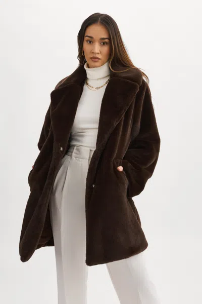 Lamarque Linnea Faux Fur Coat In Brown