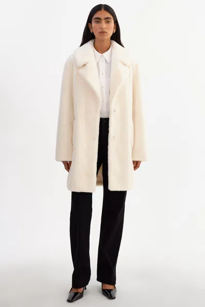 Lamarque Linnea Faux Fur Coat In Neutral