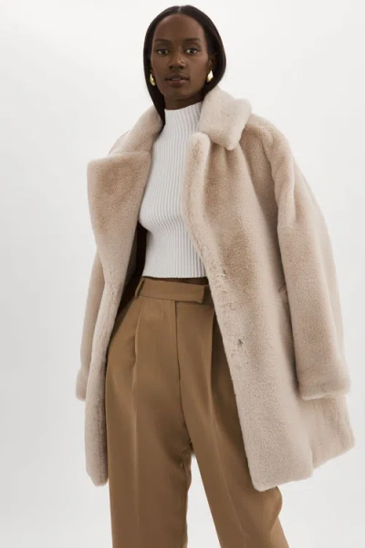 Lamarque Linnea | Faux Fur Coat In Neutral