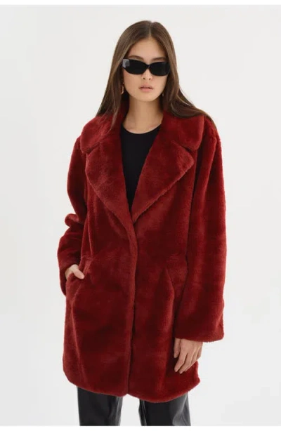Lamarque Linnea | Faux Fur Coat In Red
