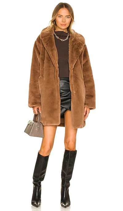 Lamarque Linnea Faux Fur Jacket In Mink Brown