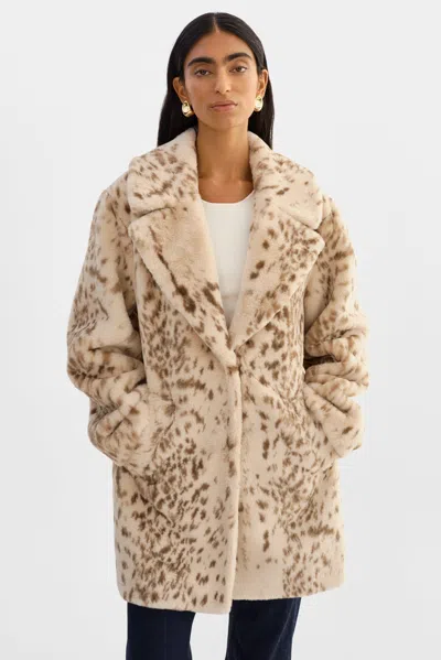 Lamarque Linnea Leo Leopard Faux Fur Coat In Neutral