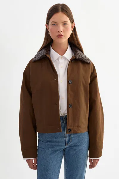 Lamarque Loren Cropped Barn Jacket In Brown