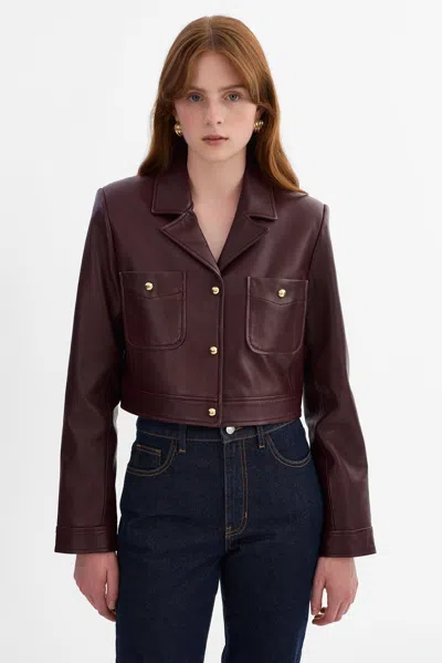 Lamarque Lorena Cropped Leather Jacket In Brown