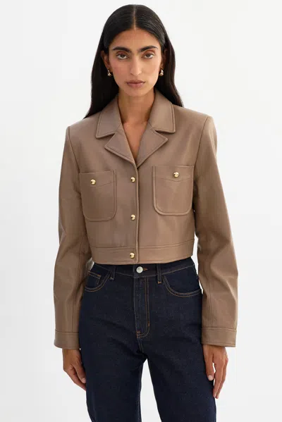 Lamarque Lorena Cropped Leather Jacket In Blue