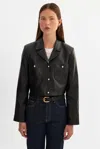 Lamarque Lorena Cropped Leather Jacket In Black