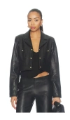 Lamarque Lorena Cropped Leather Jacket In Black