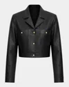 Lamarque Lorena Cropped Leather Jacket In Black