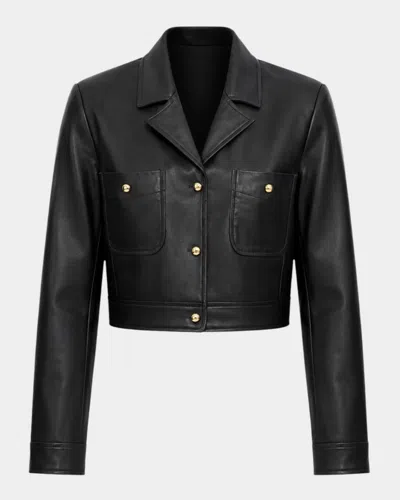 Lamarque Lorena Leather Crop Jacket In Black