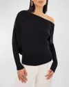 Lamarque Lorraine One-shoulder Draped Top In Black