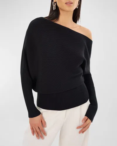Lamarque Lorraine One-shoulder Draped Top In Black