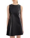 Lamarque Lozana Reversible Metallic Leather Mini Dress In Black/silver