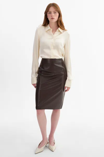 Lamarque Luciana Faux Leather Pencil Skirt In Neutral