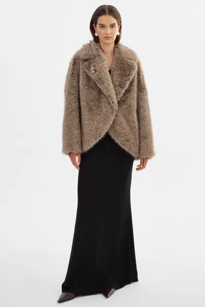 Lamarque Lucinda Faux Fur Coat In Neutral