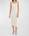 Lamarque Macaria Asymmetric Cotton Knit Midi Dress In Off White