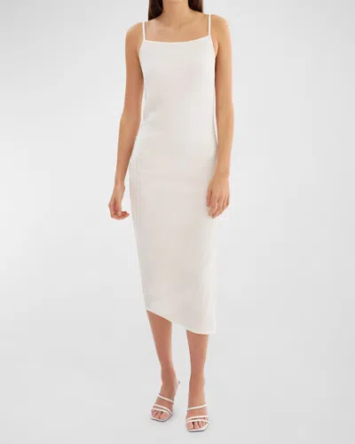 Lamarque Macaria Asymmetric Cotton Knit Midi Dress In White