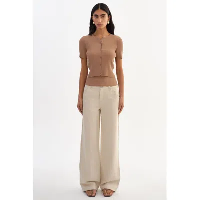 Lamarque Maeva | Shimmery Rib Knit Cropped Cardigan In Brown