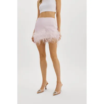 Lamarque Magnolia Feather Trim Mini Skirt In Pink