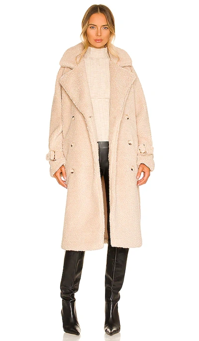 Lamarque Malani Faux Fur Coat In Beige