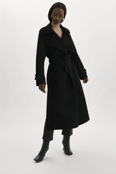 Lamarque Margaret Wool Trench Coat In Black