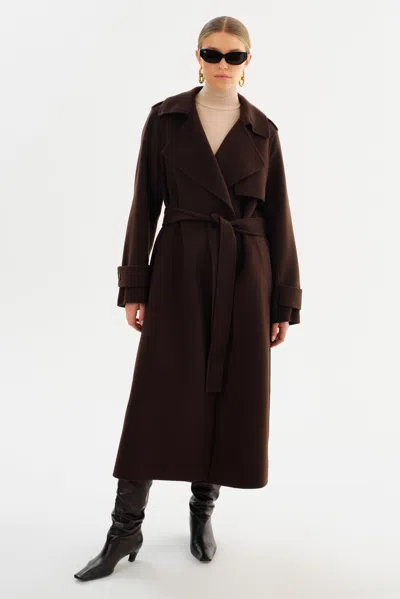 Lamarque Margaret Wool Trench Coat In Brown