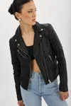 Lamarque Marilla Quilted Leather Biker Jacket In Black