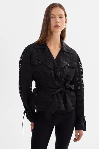Lamarque Markeesa Sheer Zebra Trench In Black