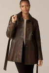 Lamarque Marlowe Real Leather Belted Jacket In Brown