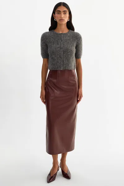 Lamarque Maylor High-waisted Faux Leather Midi Skirt In Brown