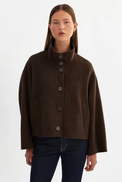 Lamarque Mckenna Cropped Wool Jacket In Brown