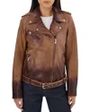 Lamarque Megumi Leather Moto Jacket In Almond