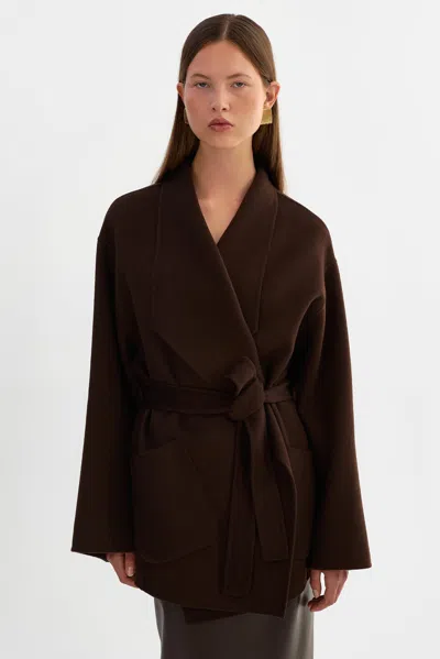 Lamarque Mekia Double Face Wool Coat In Brown